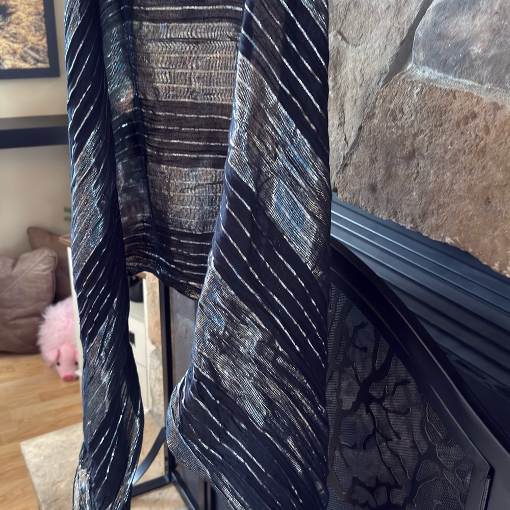 Metallic Black and Silver Metallic Stripe Scarf / Shawl - Picture 8 of 8